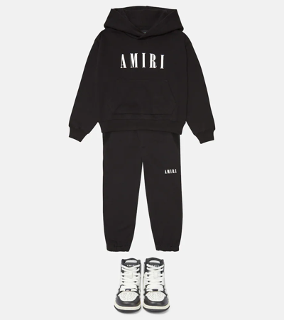 Shop Amiri Logo-print Cotton Jersey Hoodie In Black