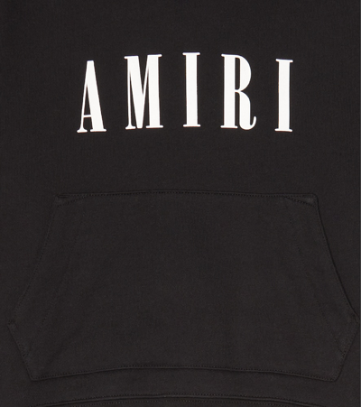 Shop Amiri Logo-print Cotton Jersey Hoodie In Black