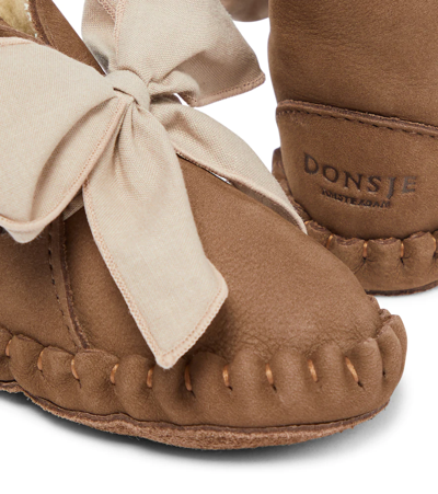 Shop Donsje Baby Pina Leather Pre-walker Boots In Hazelnut Nubuck +mocha Cotton