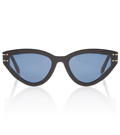 Shop Dior Signature B2u Cat-eye Sunglasses In Shiny Black / Blue