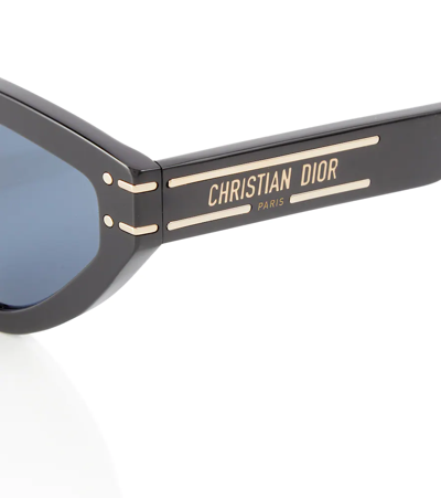 Shop Dior Signature B2u Cat-eye Sunglasses In Shiny Black / Blue