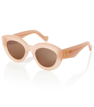 Shop Loewe Anagram Cat-eye Sunglasses In Shiny Pink / Brown