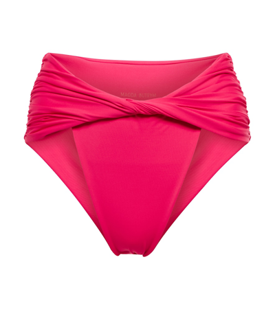Shop Magda Butrym Twisted High-rise Bikini Bottoms In Pink