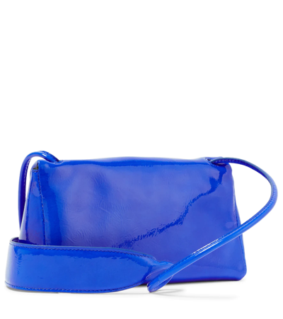 Shop Dries Van Noten Ruched Patent Leather Shoulder Bag In Electric