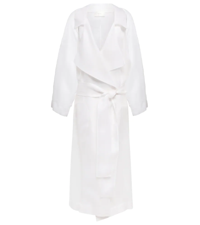 Shop The Row Lau Oversized Silk Coat In Optic White
