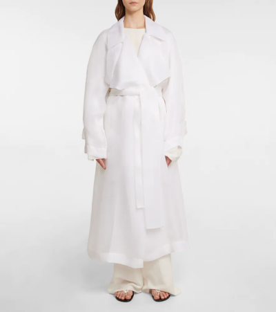 Shop The Row Lau Oversized Silk Coat In Optic White