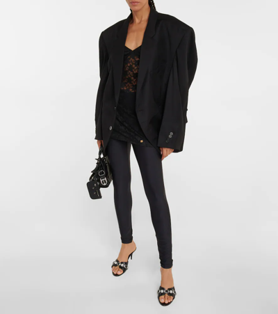 Shop Balenciaga Bb Lace Minidress In Black