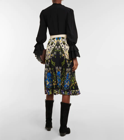 Etro New Orleans Floral-print Pleated Midi Skirt In Nero