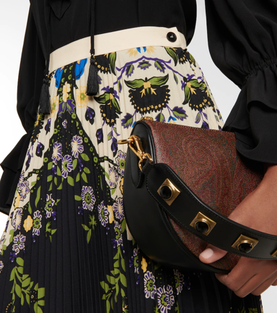 Etro New Orleans Floral-print Pleated Midi Skirt In Nero