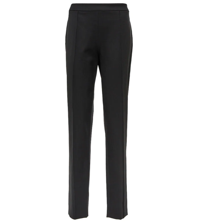Shop Loro Piana Mirel Mid-rise Slim Wool-blend Pants In Black
