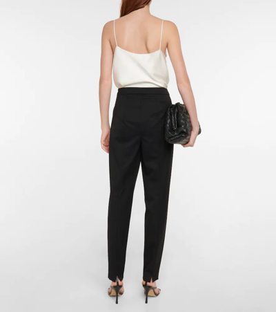 Shop Loro Piana Mirel Mid-rise Slim Wool-blend Pants In Black