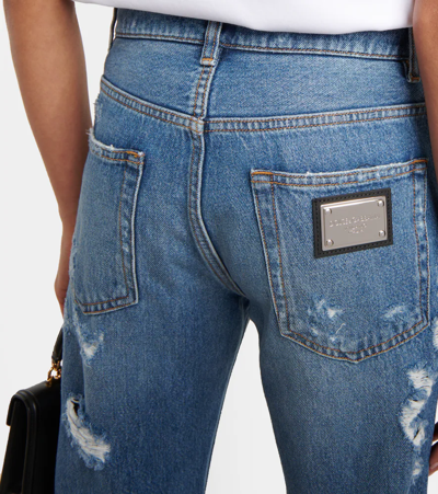 Shop Dolce & Gabbana Distressed Mid-rise Wide-leg Jeans In Variante Abbinata