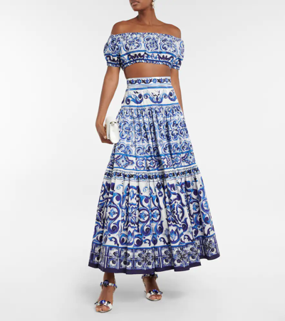 Dolce & Gabbana Tiered Printed Cotton-poplin Maxi Skirt In Multi-colored |  ModeSens