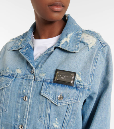 Shop Dolce & Gabbana Distressed Denim Jacket In Combined Colour