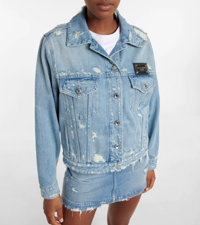 Shop Dolce & Gabbana Distressed Denim Jacket In Combined Colour