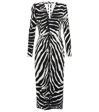 Shop Dolce & Gabbana Zebra-print Cady Midi Dress In Zebra Nera Fdo.bianc