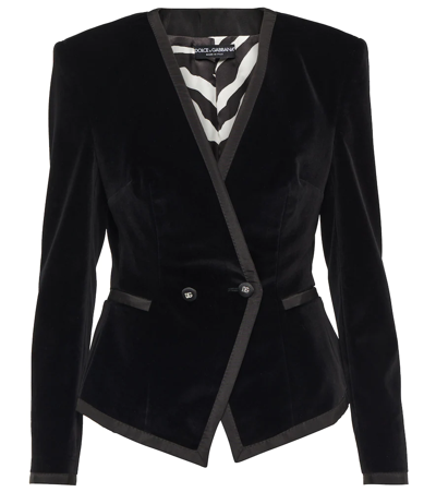 Shop Dolce & Gabbana Velvet Jacket In Nero