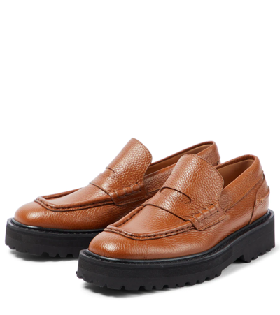 Shop Dries Van Noten Leather Loafers In Tan