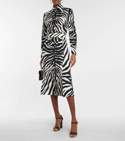 Shop Dolce & Gabbana Zebra-print Cady Midi Skirt In Zebra Nera Fdo.bianc