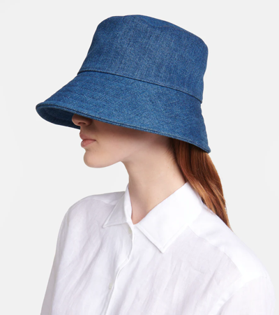 Shop Loro Piana Zita Denim Bucket Hat In Medium Blue Wash