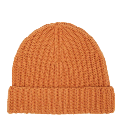 Loro Piana English Rib Knit Cashmere Beanie In Apricot Tarte