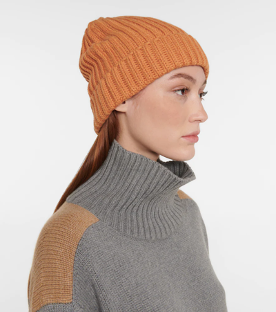Loro Piana English Rib Knit Cashmere Beanie In Apricot Tarte