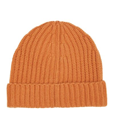 Loro Piana English Rib Knit Cashmere Beanie In Apricot Tarte