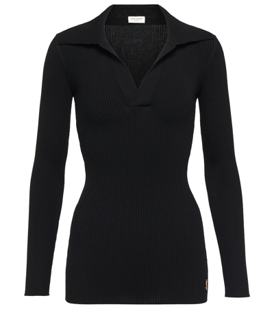 Saint Laurent Ribbed Pullover In Noir
