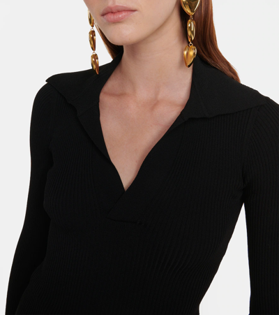 Saint Laurent Ribbed Pullover In Noir