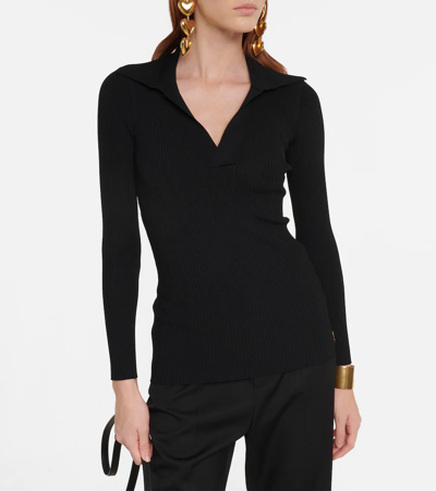 Saint Laurent Ribbed Pullover In Noir