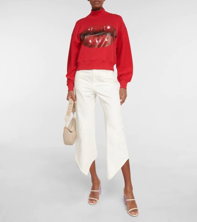 Shop Loewe Printed High-neck Cotton Sweatshirt In Sanguine Red