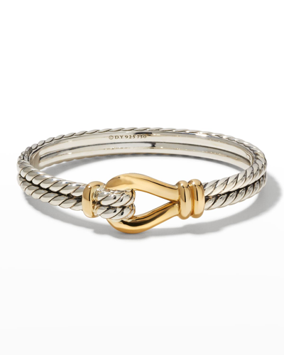 Shop David Yurman 16mm Thoroughbred Loop Cuff Bracelet In Silver & 18k Gold In Two Tone