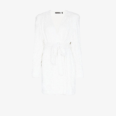 Shop Rotate Birger Christensen White Samantha Sequin Wrap Dress