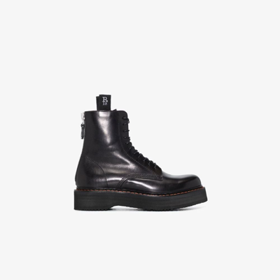 Shop R13 Black Single Stack Leather Combat Boots