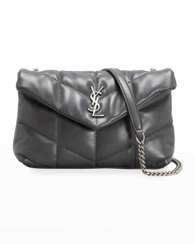Shop Saint Laurent Lou Puffer Toy Ysl Crossbody Bag In Quilted Leather In Storm