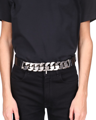 Shop Givenchy Men's Half-g Chain Belt In Black