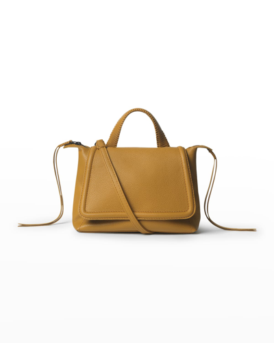 Shop Callista Medium Flap Leather Top-handle Bag In Dijon
