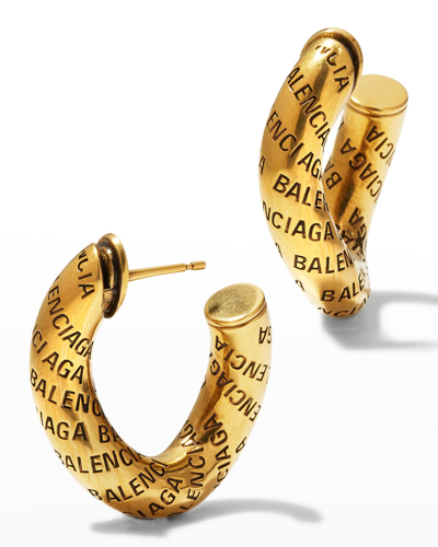 Shop Balenciaga Logo Text Earrings In Ottonenuo