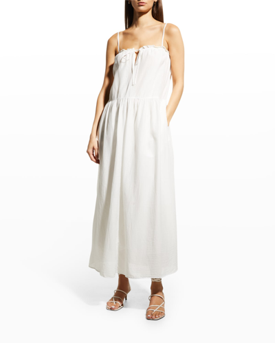 Shop Velvet Farrah Cotton-silk Maxi Dress In Ecru Cream