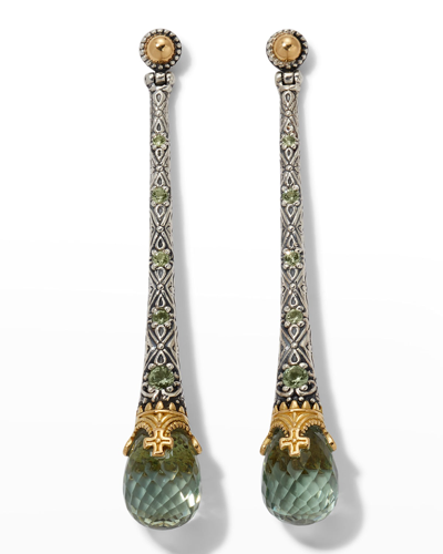 Shop Konstantino Silver And Gold Green Amethyst Earrings