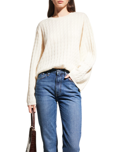 Shop Totême Cashmere Cable-knit Sweater In Off-white