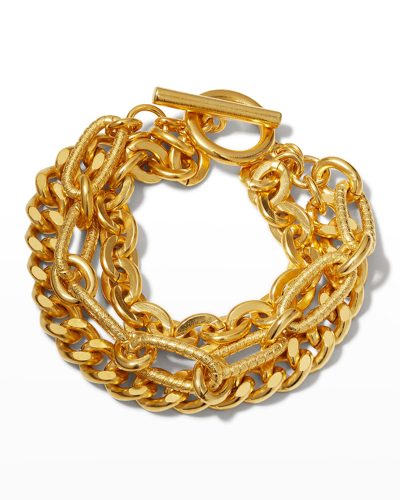 Shop Ben-amun Gold Multi-chain Toggle Bracelet