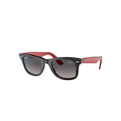 Shop Ray Ban Rb2140 Wayfarer Mickey J22 Sunglasses Transparent Red Frame Grey Lenses Polarized 50-22