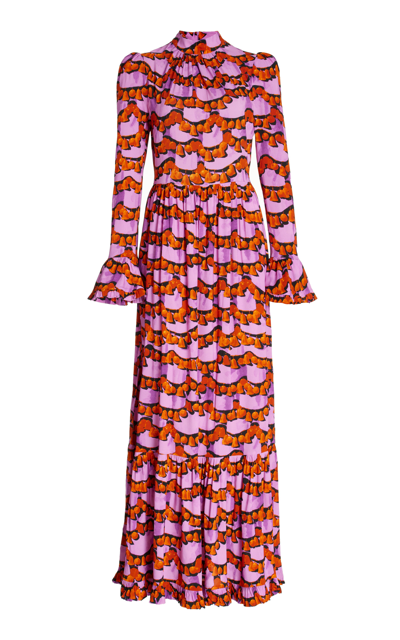 Shop La Doublej Women's Visconti Printed Sablã© Maxi Dress In Red