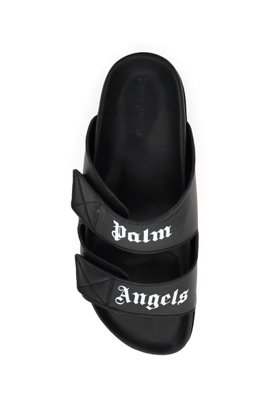Shop Palm Angels Logoed Slides In Black