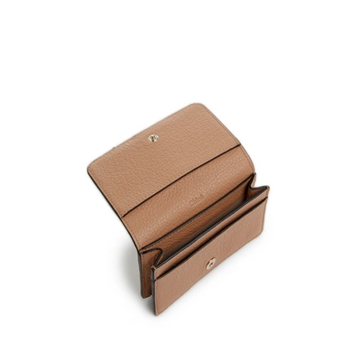 Shop Chloé Alphabet Leather Card Holder In Beige