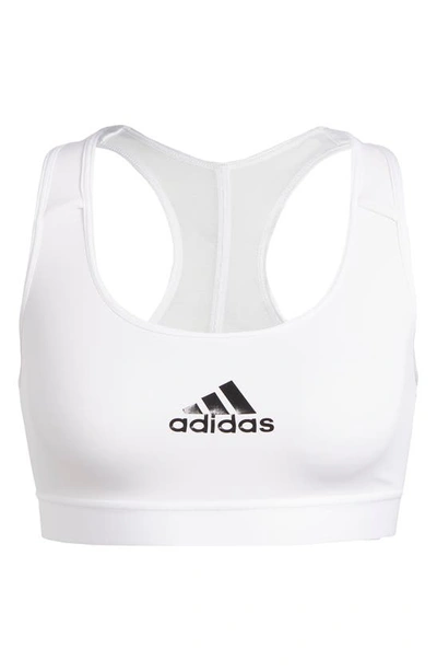 Shop Adidas Originals Powerreact Training Medium Support Bra In White