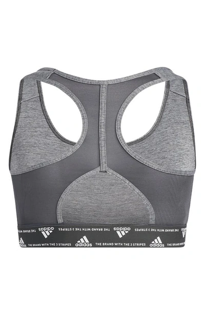 Shop Adidas Originals Powerreact Training Medium Support Bra In Dark Grey Heather