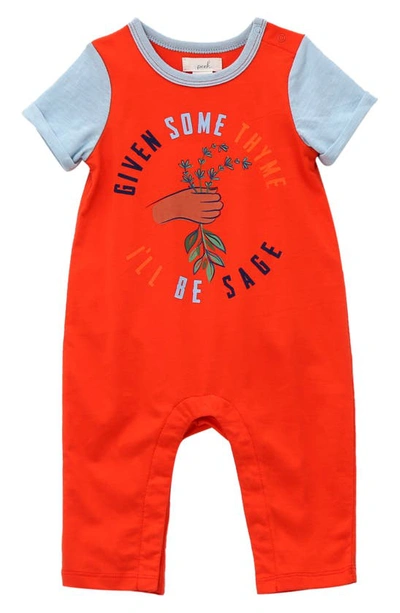 Peek Essentials Thyme Graphic Cotton Romper In Red