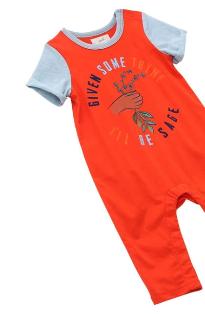 Peek Essentials Thyme Graphic Cotton Romper In Red
